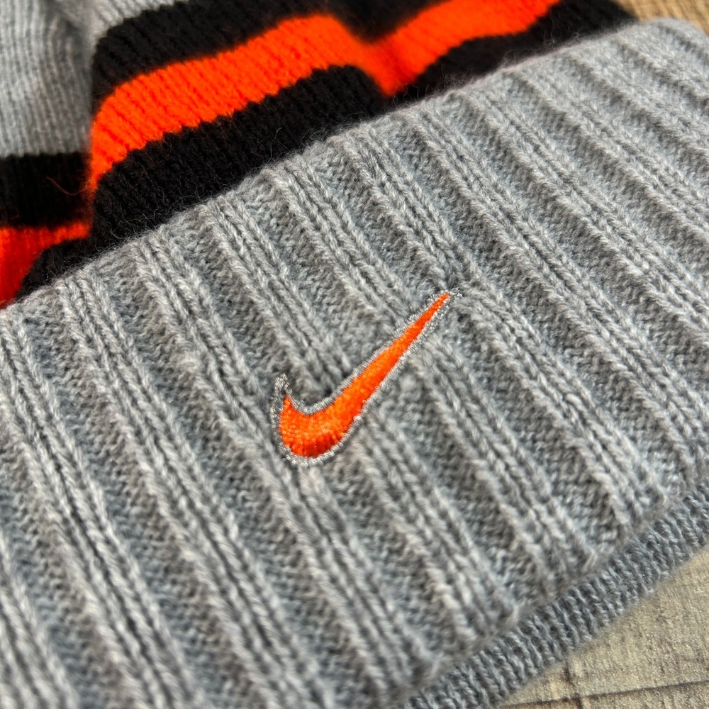 Nike San Francisco Giants Grey Black Orange Striped Cuffed Knit Beanie Hat MLB - Picture 4 of 6